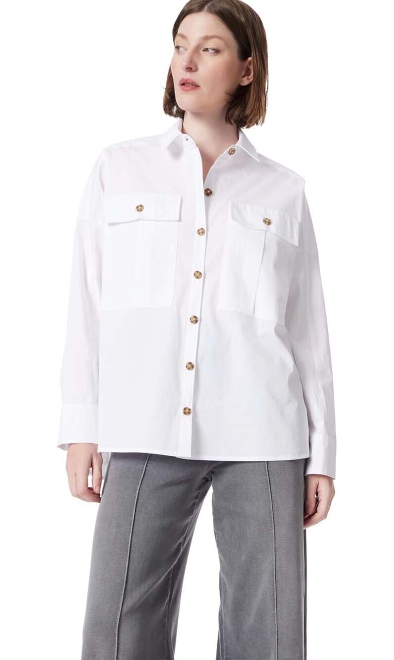 Dee Ocleppo Abigail Cargo Button-Down Shirt in Optic White